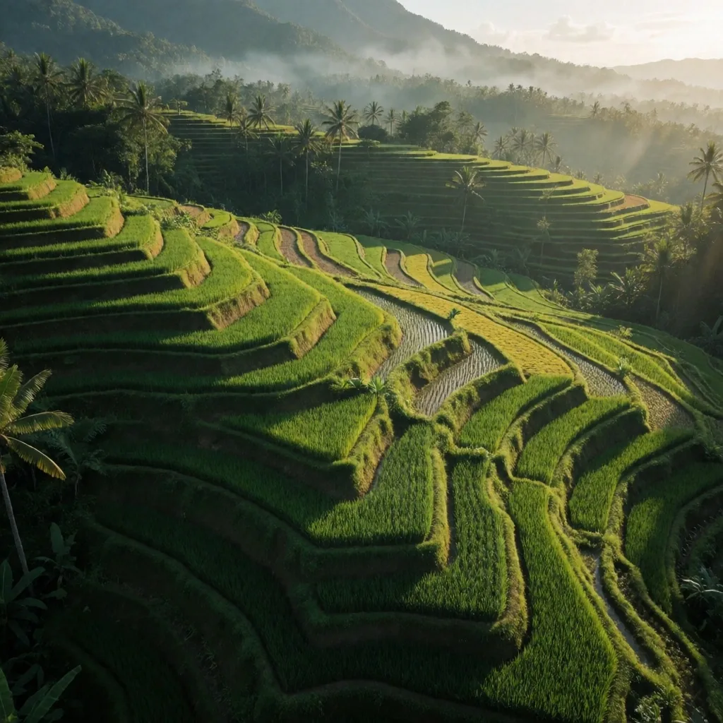 Indonesian agricultural terraces from above
